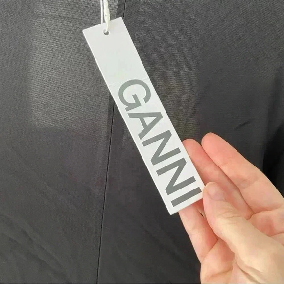 NWT Ganni Viscose Jersey Square Neck Dress LBD size 34 T2612 - Picture 9 of 13